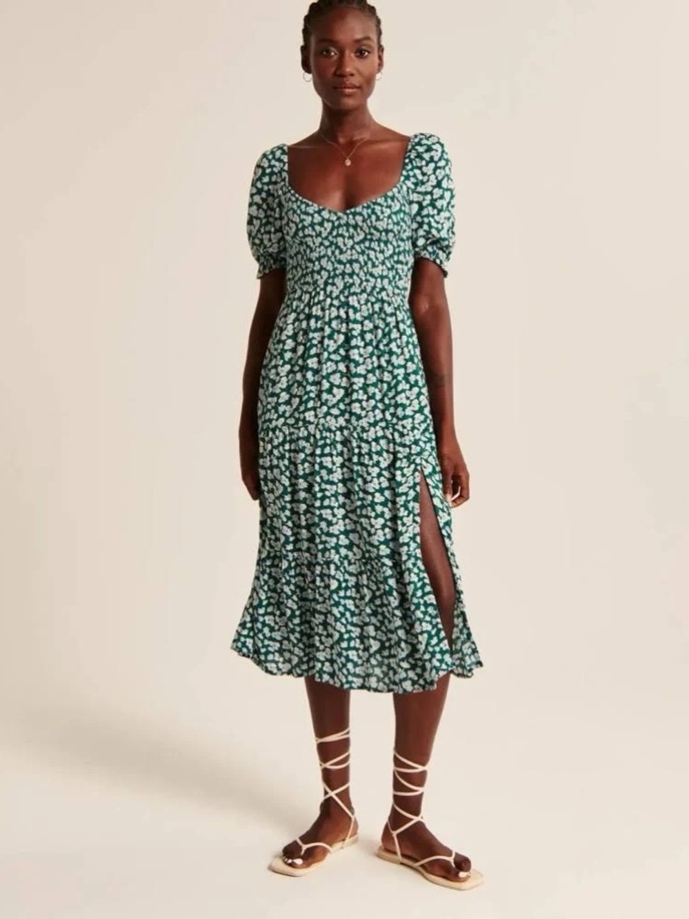Abercrombie Short Sleeve Smocked Midi Dress size XS